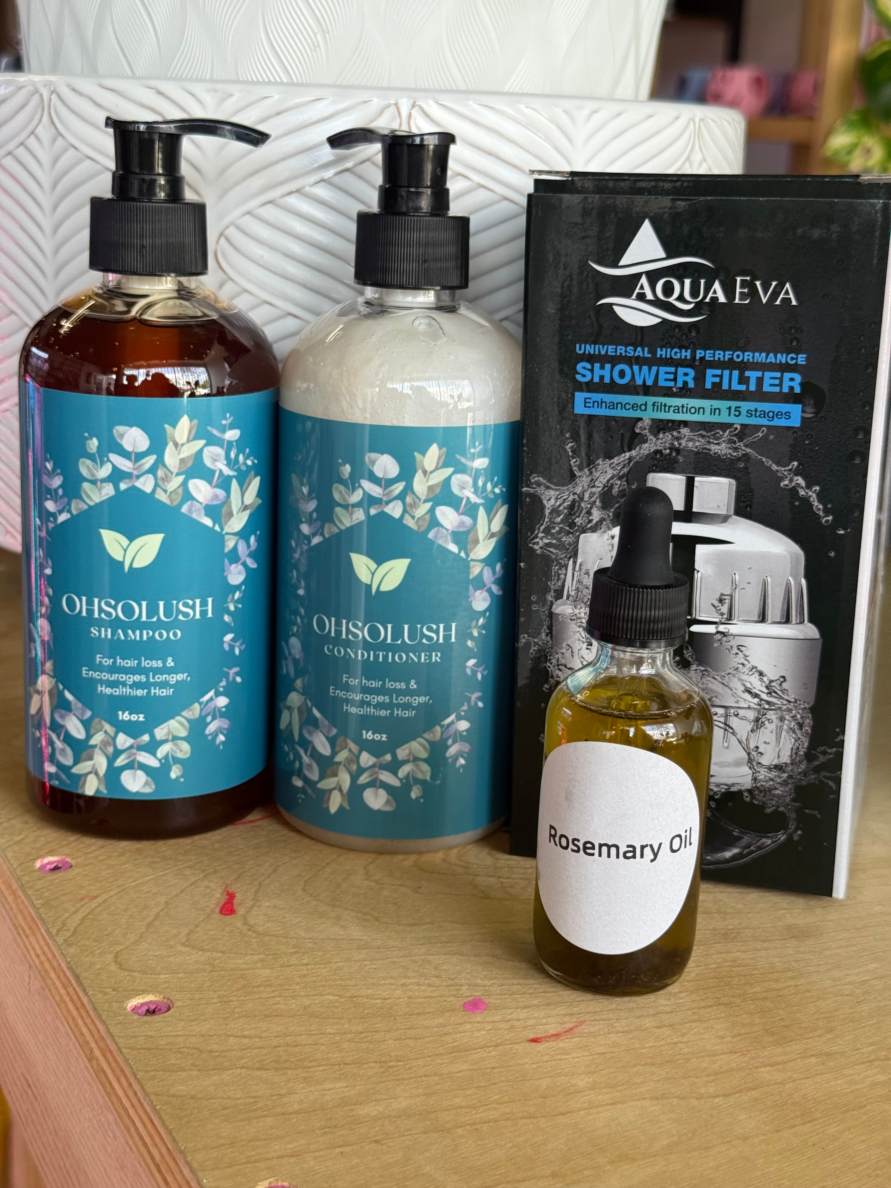 Bundle Deal (4 Items ) shampoo , conditioner , filter, & rosemary oil
