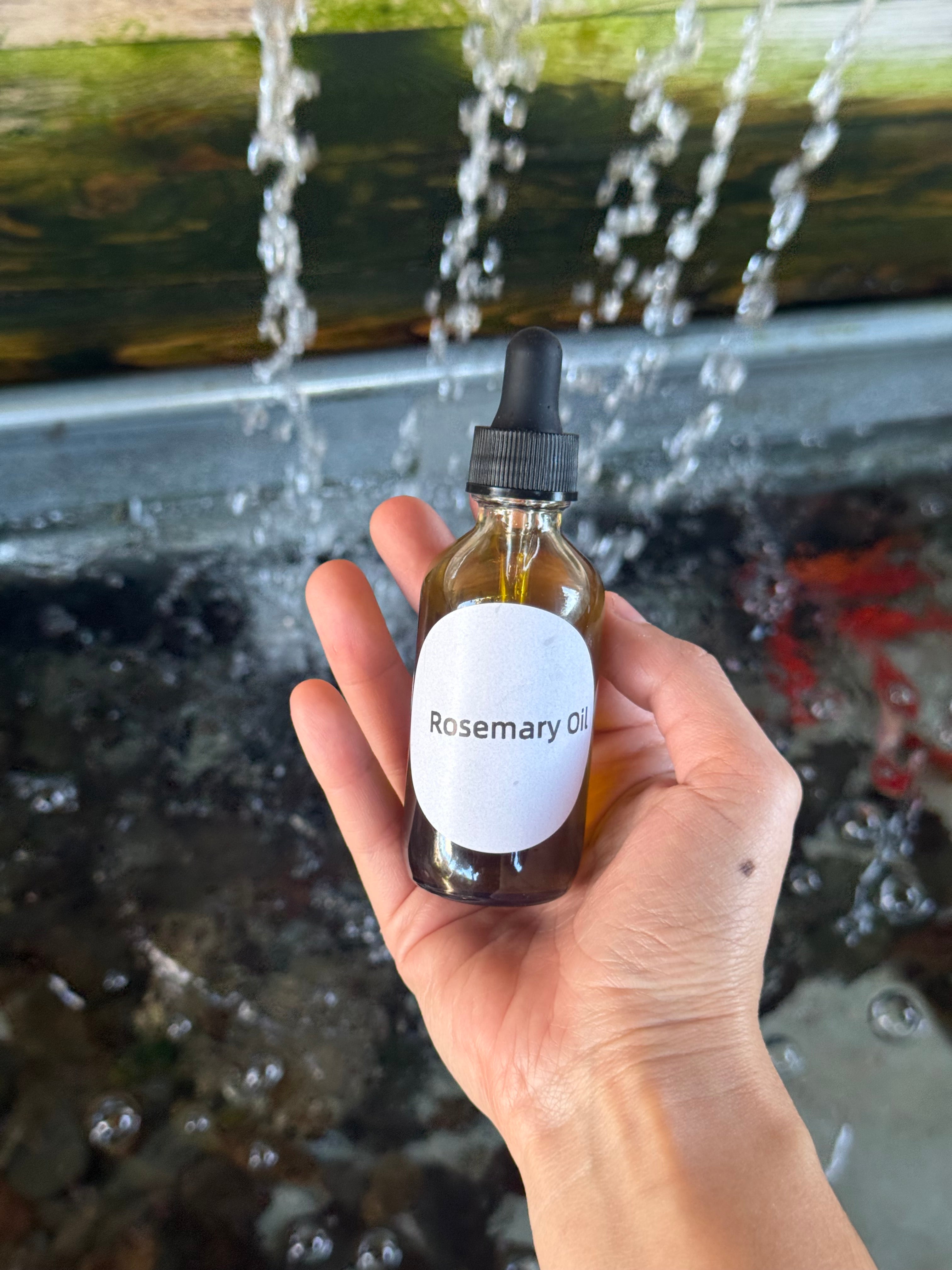 Rosemary oil (stimulates hair growth and reduces hair loss)